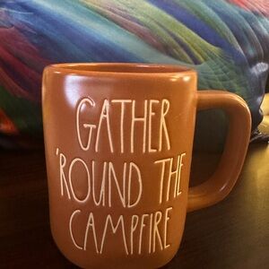 RAE DUNN Gather Round the Campfire ceramic Mug in Warm Brown